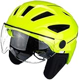 ABUS Stadthelm Pedelec 2.0 ACE - Fahrradhelm mit Rücklicht, Visier, Regenhaube, Ohrenschutz - für Damen und Herren - Gelb Glänzend, Größe L