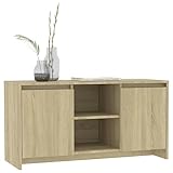 Moderner kleiner TV-Schrank für 101,6 cm große Fernseher, 102 cm, TV-Ständer mit 2 Türen und Stauraum, Unterhaltungszentrum für kleine Räume, Wohnzimmer, Braun