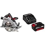 Einhell Akku-Handkreissäge TE-CS 18/190 Li BL Power X-Change (Li-Ion, 18 V, bürstenloser Motor, werkzeuglose Einstellung, LED, Alu-Sägetisch, inkl. 4 Ah Akku und Ladegerät)