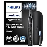 Philips Sonicare ExpertClean 7500 elektrische Zahnbürste, Schallzahnbürste mit App, 4 Putzmodi und 3 Intensitätsstufen, Drucksensor, Reiseetui, Schwarz, Model HX9631/16