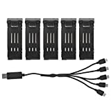 VBESTLIFE Drohnen-Akku und Ladekabel Combo Set, 3,7 V 600 MAh Lithium-Akku mit 5-in-1-Ladekabel für E58 L800 JY019 RC Quadcopter Ersatzteil