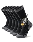 Alaplus Merino Socken Professionell Thermosocken Wandersocken Warme Socken Herren 43-46 Australien Wolly Gepolstert Trekkingsocken Winter Sportsocken Baumwolle Atmungsaktiv Laufsocken, 3 Paar, Schwarz