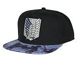 Attack on Titan Sublimierte Krempe, bestickt, Regiment-Schild, verstellbarer Snapback-Hut, Kappe, Erwachsene, OSFM, mehrfarbig, Mehrfarbig, Einheitsgröße