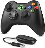 Dhaose 2,4GHz Wireless Controller für Xbox 360 PC, Verbessertes Ergonomisches Design Dual-Vibration Gamepad Joystick mit Empfänger für Xbox 360/PC Windows 7/8/10