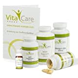 VitaCare 21-Tage Stoffwechsel-Kur, 6-teiliges Komplettset für HCG-Diät, enthält MSM, Multivitamin Complex, Omega 3 plus, OPC Traubenkern & Globuli