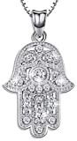 Aniu Halsketten für Frauen, Hamsa Hand der Fatima Silberkette Damen 925, Hand der Bösen Augen Anhänger mit Zirkonia, Geschenke für Freundin, Mama und Geburtstag mit 46cm Kette (Reine Hamsa Hand)