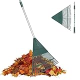 ORIENTOOLS Garten Laubrechen, Garten Rechen für Rasen Laub mit verstellbarem Griff 107 bis 156 cm Rechen, 22 Starke Zinken Kunststoff Kopf Strauch Rechen, Landschaftsbesen für Rasen und Blätter