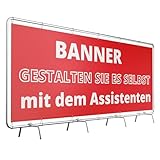 PRINT.GG Personalisierter Werbebanner - Gestalten Sie Ihr eigenes Banner mit Text, Grafik und Farben - Hochwertiger und wetterfester Druck - Ideal für Werbung, Veranstaltungen, Hochzeiten und mehr