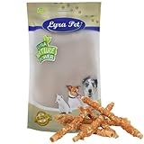 Lyra Pet® 1 kg Kaurollen mit Hühnerbrust ca. 30-34 cm | Kausnack zahnreinigend | Leckerli aus Rind & Huhn | Langer Kaugenuss | Fettarm | Wiederverschließbar | Getrockneter Kauartikel für Hunde