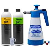 detailmate Aktivschaum Prewash Set: Gloria FM10 Schaumsprüher Foam Master 1L+ Koch Chemie Gentle Snow Foam 1L / Green Star Universalreiniger 1L + 50 ml Messbecher