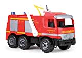 Lena 02058 - Starke Riesen Feuerwehr Mercedes Benz Actros, ca. 65 cm,großes Feuerwehrauto mit 3 Achsen, 1,5 Liter Wassertank, Wasserkanone bis 8 Meter, robustes Spielfahrzeug für Kinder (3 Jahre), Rot