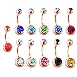 Banemi Bauchnabelpiercing Elegant, Bauchnabelpiercing Einzelnd Runder Zirkonia 11Pcs Partei-Hochzeits-Schmuck