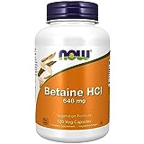 Now Foods, Betaine HCl, 648 mg, 120 vegane Kapseln, Laborgeprüft, Glutenfrei, Sojafrei, Vegetarisch