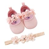 EDOTON Baby Mädchen 2 Pcs Kleinkind Party Schuhe Mit Stirnband, Rosa, Gr.- 6-12 Monate/Herstellergröße- 3