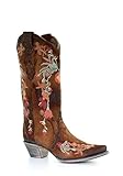 Corral A3597 Westernstiefel aus Lammleder mit Blumenstickerei, für Damen, mit Snip Toe, Braun, 40.5 EU