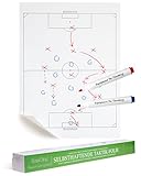 EASYCLING Magique Taktiktafel Fußball Selbsthaftend - Statische Taktikfolie Fußball mit 25 Blatt & 2 Boardmarker Inkl, Abwischbar und Wiederbeschreibbar, Geeignet für alle glatten Flächen, 80cmx60cm