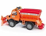 bruder 02572 - MB-Unimog Winterdienst mit Räumschild - 1:16 Schneepflug Schneeräumer Streuwagen Fahrzeug