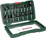 Bosch Accessories 15tlg. Hartmetall Fräser Set (für Holz, Ø-Schaft 8 mm, Zubehör Oberfräse)