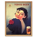 Wee Blue Coo Yebisu Beer Alcohol Japan Vintage Advertising Retro Art Print Framed Poster Wall Decor Kunstdruck Poster Wand-Dekor-12X16 Zoll