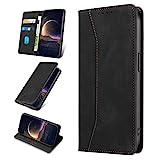 KANVOOS Handyhülle für Huawei Y6 2019 Hülle, Premium PU Leder Flip Klappbar Stoßfeste Schutzhülle [Kartenfächern], Wallet Case Hülle für Huawei Y6 2019 (Schwarz)