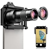 APEXEL 2-in-1 Ultra HD 6X-Teleobjektiv und 150-mm-Makroobjektiv mit Universalclip, Professionelles Handy-Objektiv-Set, Geeignet für die Meisten Smartphones