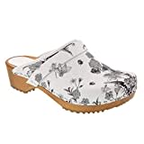 Bjork Damen Aldi Floral Holz-Clogs, Weiß (Weiß), 42 EU