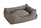 HUNTER Boston Hundesofa, Hundebett, Wendekissen mit Plüschbesatz,pflegeleicht, 80 x 60 cm, grau