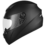 Favoto Motorradhelm Integralhelme für Erwachsene Vollvisierhelm Mopedhelm für Herren Damen Atmungsaktiv ECE Zertifiziert L (59-60cm) Schwarz