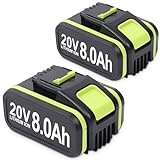 2 Stück WA3553 8000mAh Ersatzakku für Worx Akku 20V Ersatzakku für Worx Akku WA3553 WA3551 WA3551.1 WA3553.1 WA3553.2 WA3556 WA3572 WA3605 WA3641 (8.0-1)