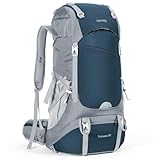 HOMIEE Wanderrucksack 50L Herren Damen Wasserdichter Trekkingrucksack Reiserucksack Outdoor Wandern Rucksack Mit Regenabdeckung, Blaugrau