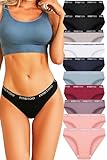 FINETOO 10er Pack Baumwoll Slips Damen Atmungsaktive Unterwäsche Logo Sportunterwäsche Weich Sexy Unterhosen Reizwäsche Sportgürtel Bikini Mehrpack S-XL (M, bikini-10pack)