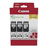 Canon Tinte & Papier Multipack - PG-540L/CL-541XL Original Druckerpatronen 3er-Pack (2 x Schwarz L, 1 x Farbe XL) & 4x6 Fotopapier (50 x Blatt) - Kompatibel mit Canon PIXMA Druckern