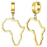 FaithHeart Afrika Landkarte goldne Ohrstecker Punk Afrikanischer Landkarte Creolen Ohrringe mit Geschenkebox für Muttertag Geburtstag