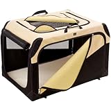 HUNTER Hundetransportbox, Autobox, strapazierfähig, zusammenklappbar, 91 x 61 x 58 cm, beige/schwarz