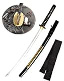 Katana Schwert Stark - Samurai Schwert aus Stahl - Hamon zum Training - Handgefertigt Katana Schwert Scharf Echt - Japanisches Sword Nur Fur Erwachsene - Katana Schwerter - Ninja Schwert (7KM5-410)