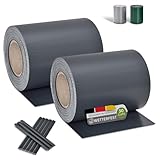 Juskys PVC Sichtschutzstreifen Doppelstabmatten Zaun 2er Set - 2 Rollen á 35m x 19cm - 60 Befestigungsclips - Zaunfolie Sichtschutz Windschutz - anthrazit