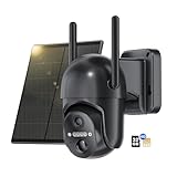 NUASI 4G LTE Überwachungskamera Aussen Akku mit SIM Karte & 32GB Karte, 2K Kabellos Solar PTZ IP Kamera Outdoor, Farb-Nachtsicht, 355°/100° Schwenkbar, PIR Erkennung, 2-Wege-Audio, IP66 Wasserdicht