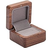 muso wood Holz Ringbox - Massive Walnuss - Handgefertigte Ringschatulle Ring Box - Ringkästchen Schachtel für Heiratsantrag, Verlobung, Hochzeit und Tägliche Lagerung - 6x5.5x4cm