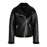 Jack & Jones Damen Jxlee Aviator Faux Shearling JKT OTW Sn Jacke, Schwarz, M