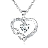 Tusuzik Halskette Damen Silber 925 Kette Damen Silberkette Herzkette mit Unendlichkeitszeichen Schmuck Damen Kleine Geschenke für Frauen Geschenk Freundin