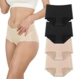 Dumwis Unterhosen Damen,Nahtlos Slips Unterwäsche Frauen,Hohe Taille Panties,No Show Panties,Mehrpack 4Er Pack Hipster Bequeme Ohne Abzeichnen Seamless Slips