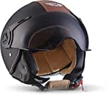 Moto Helmets® H44 „Vintage Black“ · Jet-Helm · Motorrad-Helm Roller-Helm Scooter-Helm Bobber Mofa-Helm Chopper Retro Cruiser Vintage Pilot Biker · ECE Visier Schnellverschluss Tasche M (57-58cm)