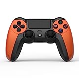 NK Wireless Controller für PS4 / PS3 / PC/Mobile - Wireless Controller mit Dualshock, 6-Achsen-Erkennungsfunktion, LED-Licht, Touchpanel, Kopfhörerbuchse, inkl. Ladekabel - Orange