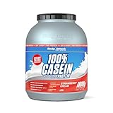 Body Attack 100% CASEIN PROTEIN - Strawberry, 1,8 kg Dose - Hochwertiges Protein Pulver für Muskelaufbau Training - langanhaltende Eiweiß Versorgung -ideale Ergänzung zu Whey Protein