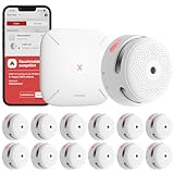 X-Sense Smart Rauchmelder XS01-M mit SBS50 Basisstation, Zertifiziert nach EN 14604, Funkrauchmelder mit WLAN, vernetzbarer Feuermelder, kompatibel mit der X-Sense Home Security App, FS121, 12 Stück