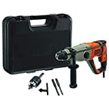 Black+Decker SDS-plus Kombihammer BEHS02K (800 Watt, 2,2 Joule, für effektives Bohren, Schlagbohren und leichte Meißelarbeiten, inkl. 2 SDS-plus Bohrer, Zahnkranzbohrfutter, Adapter, Koffer)