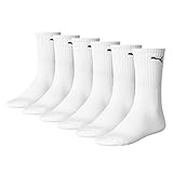 PUMA Unisex Sportsocken Cush Crew Sportsocke, Weiß, 43-46 EU , 6 Stück (1er Pack)