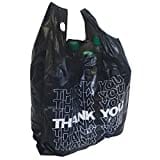 NASS® Tragetaschen Thank You (schwarz) I Hemdchentragetasche Tragetüte Plastiktüte I 54x28+12cm I 24my I 15 Liter I 500 Stück