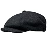 WEROR Herren Schiebermütze Flatcap Mütze Cap WEROR-323.1 (58-59, Schwarz)