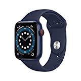 Apple Watch Series 6 (GPS + Zellular, 44MM) Aluminiumgehäuse Blau mit Tiefe Marine Sportarmband (Generalüberholt)